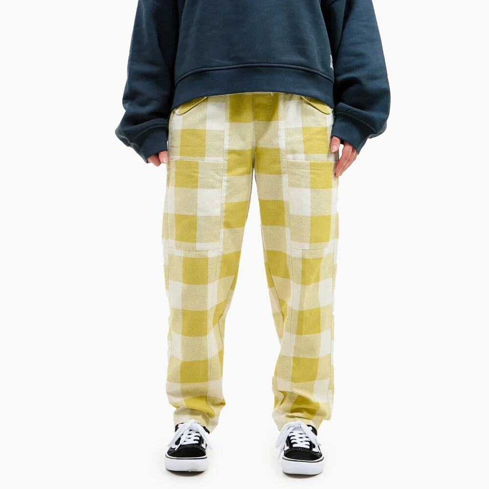 Baggy Obey Pants Women Large Checkered Plaid Tapered wide Leg Skater